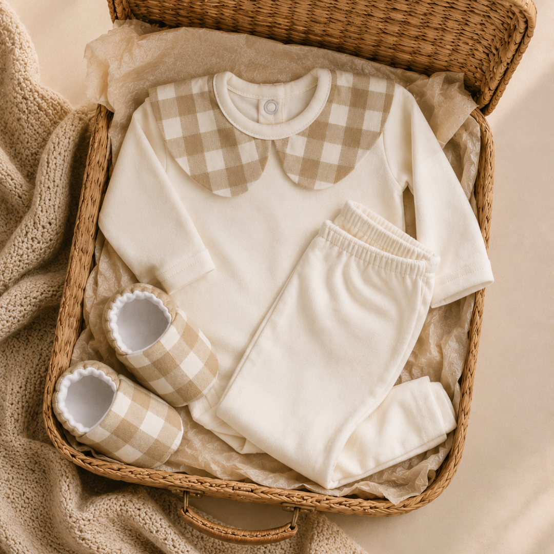 Set Contacto 3 piezas, Cuadros, Talle 0M | 3M