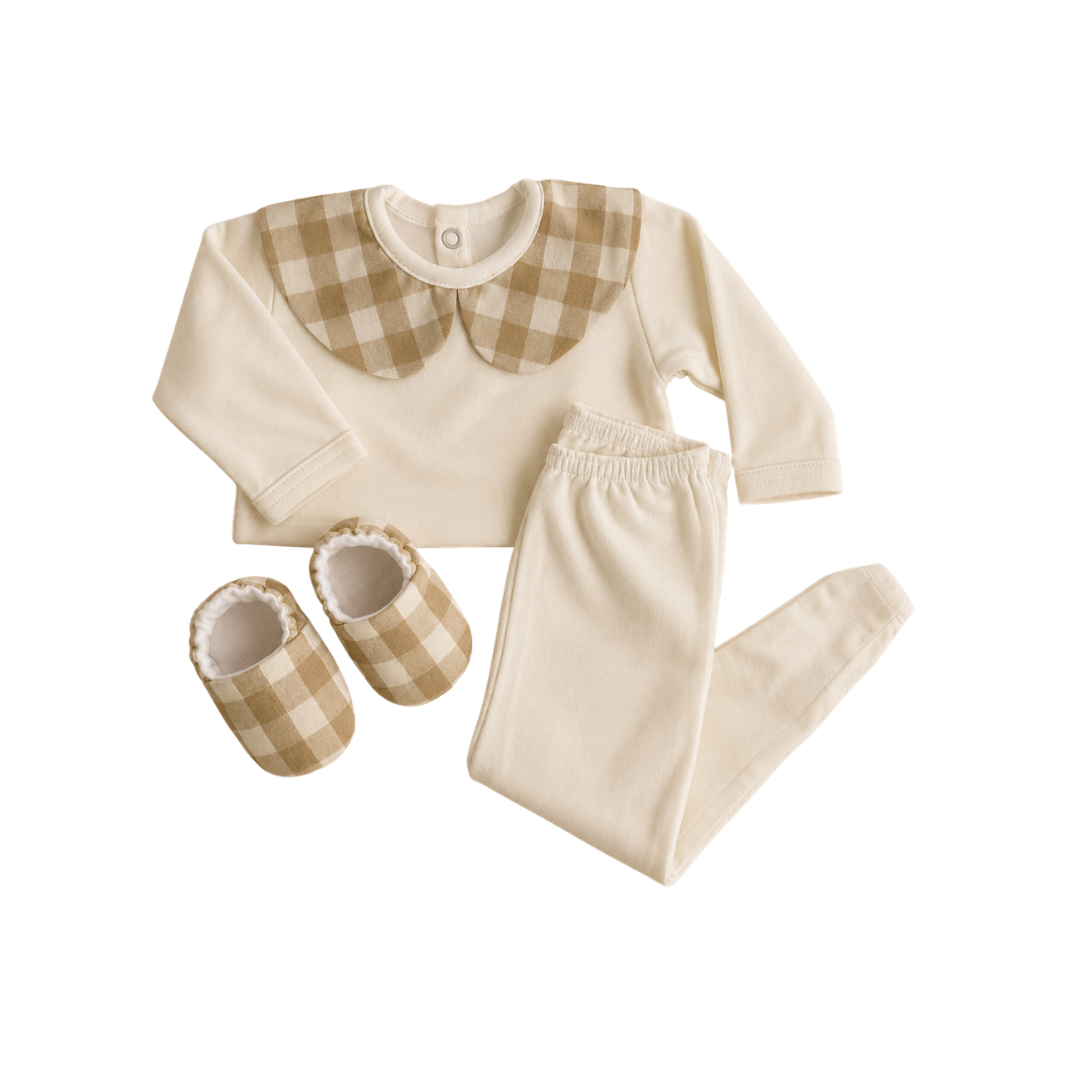 Set Contacto 3 piezas, Cuadros, Talle 0M | 3M