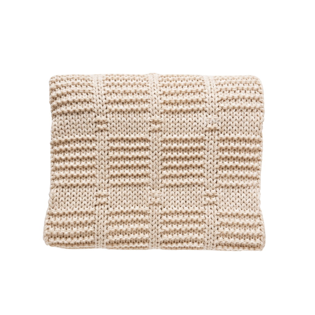 Manta tejida Dameros color Taupe