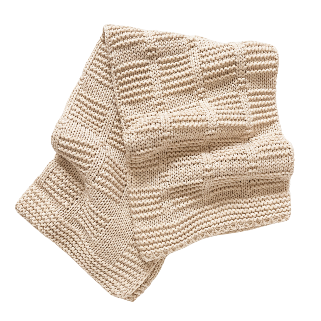 Manta tejida Dameros color Taupe