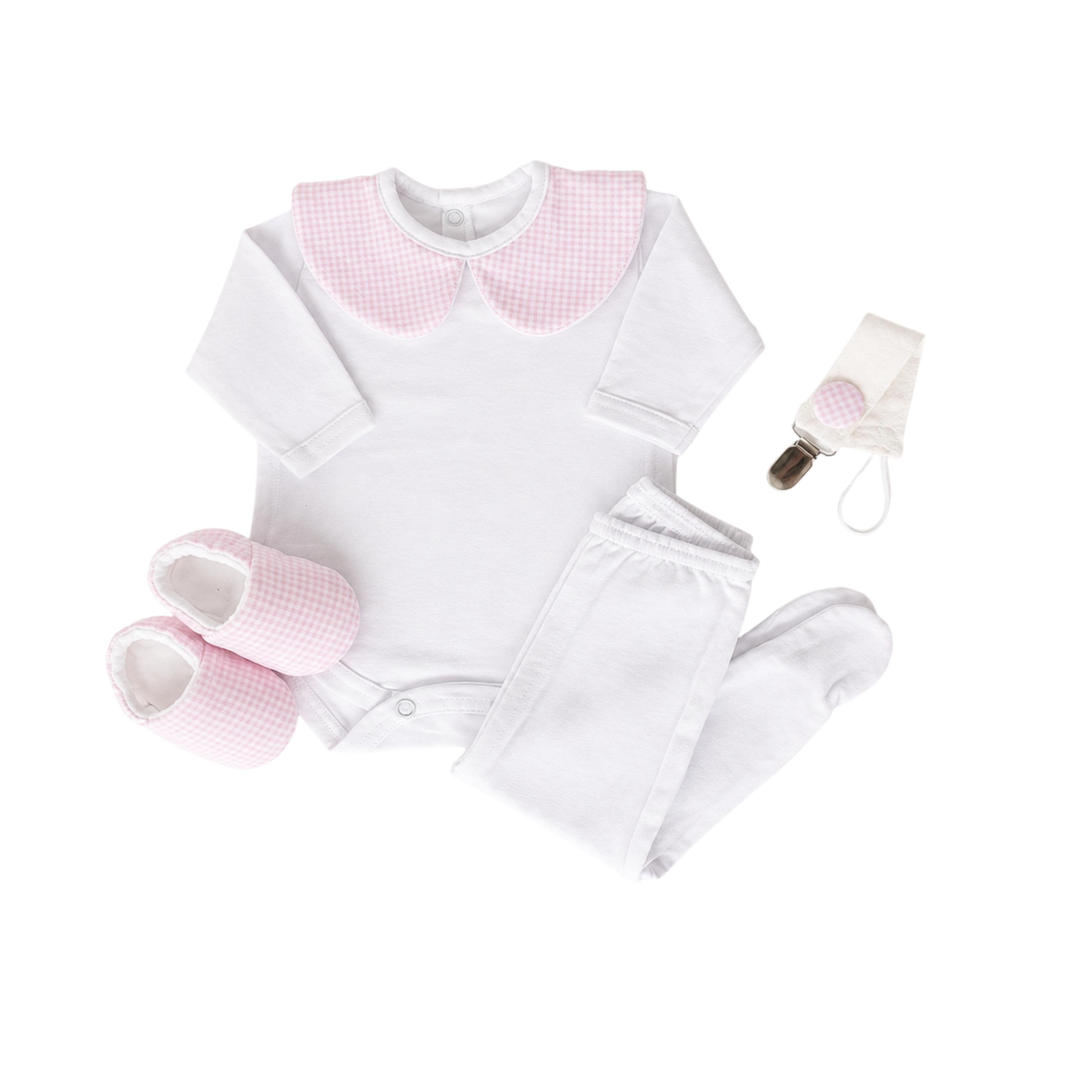 Set Contacto 4 piezas, Mini Cuadros Rosa, Talle 0M